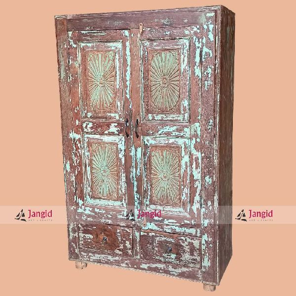 Antique Carved Wooden Bedroom Storage Wardrobe