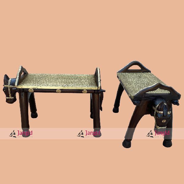 Handmade Wooden Horse Side Table Stool