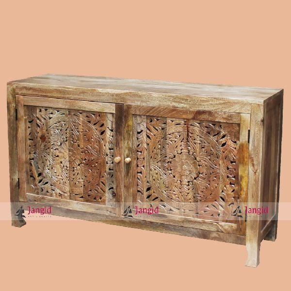 Indian Carved Hotel Bedroom Sideboard