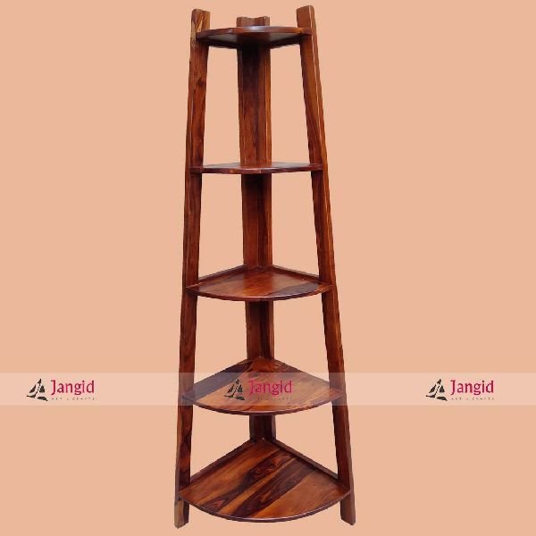Indian Wooden Corner Living Room Display Rack