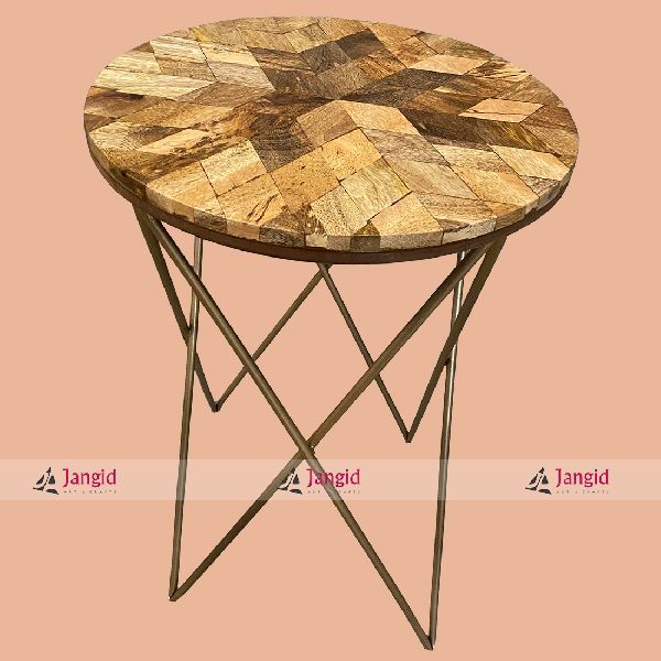 Modern Living Room Iron and Wooden Side Table