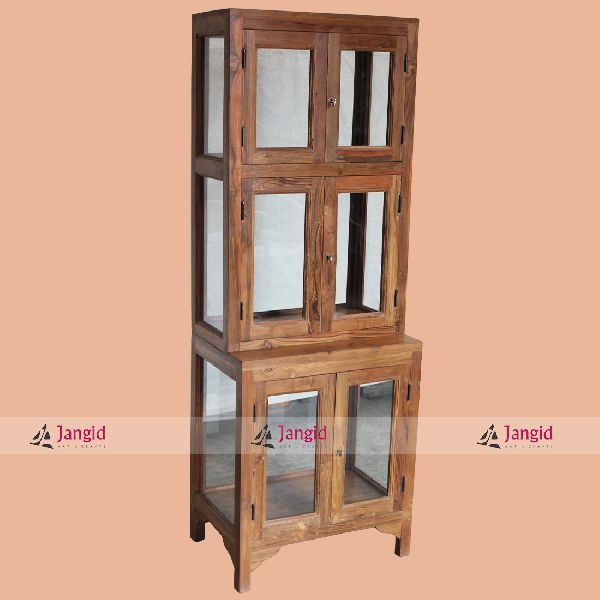 Teak Wood Display Showcase Cabinet