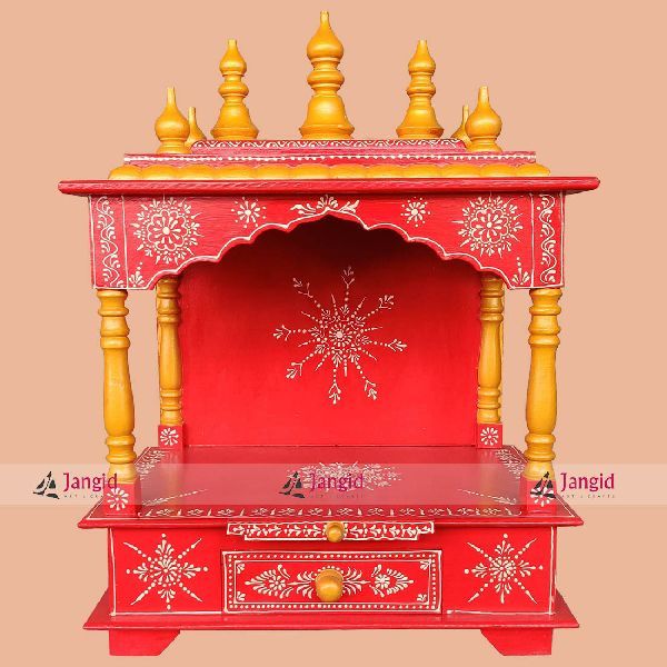 Wooden Painted Mandir Design