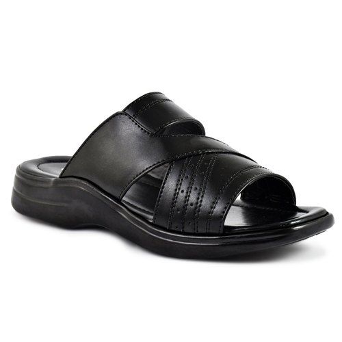 9002 Mens Black Casual PU Slipper