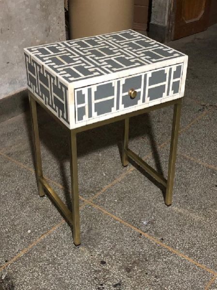 Bone Inlay Bedside Grey Resin