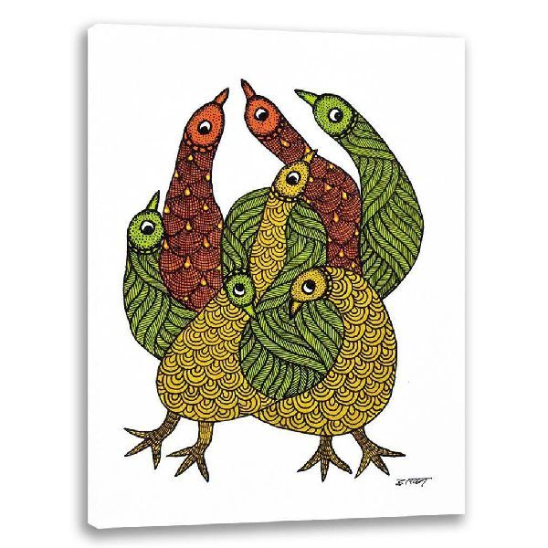 Birds Group | Gond Painting