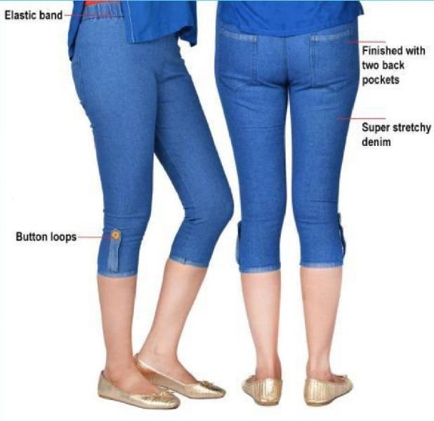 B-0123 Ladies Denim Capri