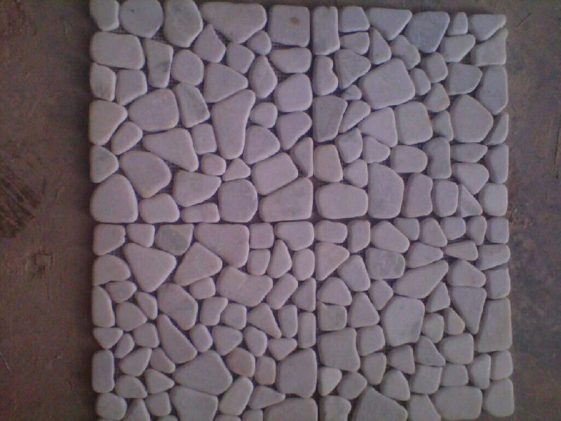 White Pebbles On Net Mosaic Tile