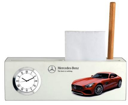 WP-2 Wooden Pen Holder with Clock