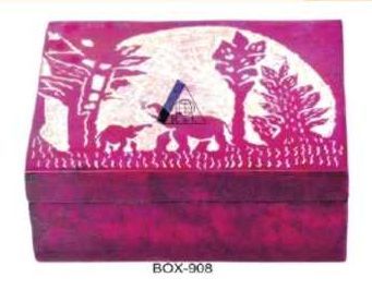 Box-908 Square Shaped Soapstone Jewellery Box