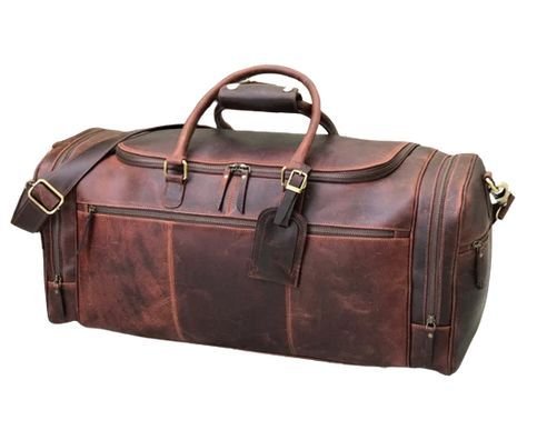24 Inch Multi Pocket Leather Duffle Bag