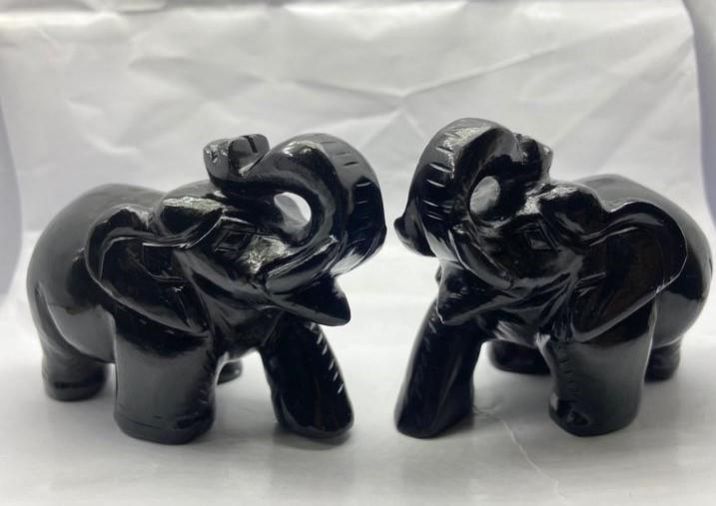 Black Obsidian Elephant Statue