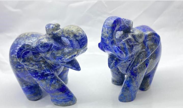 Lapis Pair Elephant Statue