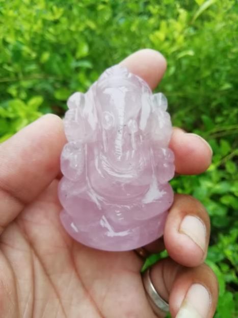 Rose Quartz Ganesha Statue