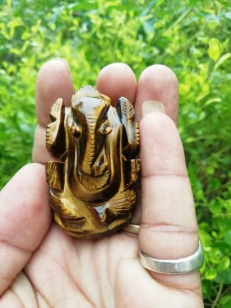 Tiger Eye Ganesha Statue