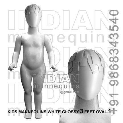 Kids Mannequins White Glossy 3 Feet Oval 1