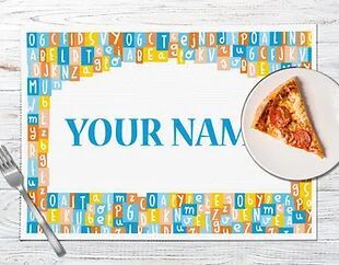 Personalized Place Mats/Table Mats with Customized/Custom Text/Name/Photographs