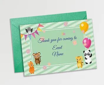 Customized Baby Animal Theme Thank You Cards (PS TCard 01)