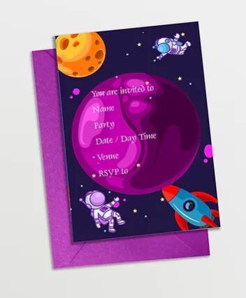 Customized Space Theme Invitation Cards (PS InvCard 06)