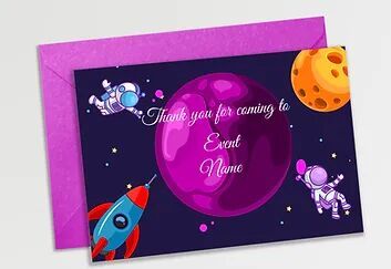 Customized Space Theme Thank You Cards (PS TCard 06)