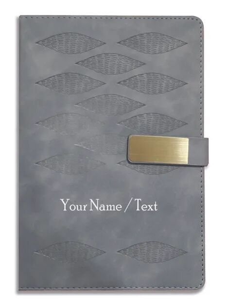 Personalized Hardbound VLVT FINISH NoteBook/Diary with MAGNETIC Lock-NB Grey 006