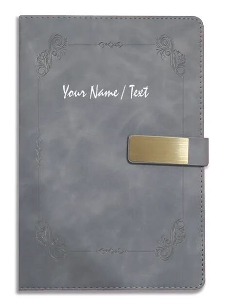 Personalized Hardbound VLVT FINISH NoteBook/Diary with MAGNETIC Lock-NB Grey 007