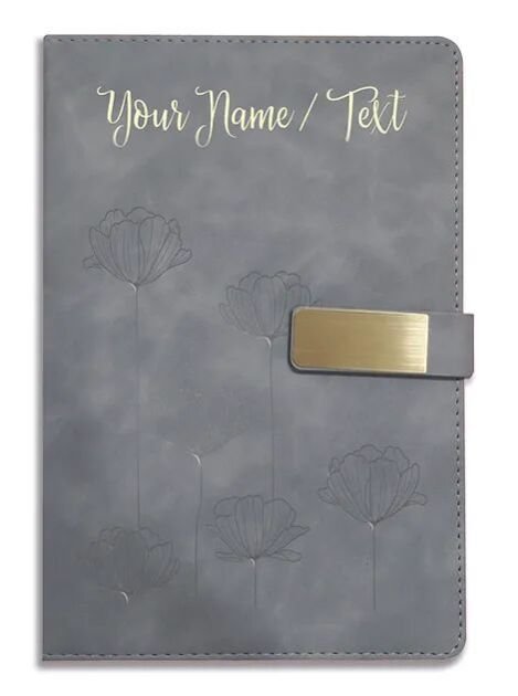 Personalized Hardbound VLVT FINISH NoteBook/Diary with MAGNETIC Lock-NB Grey 011
