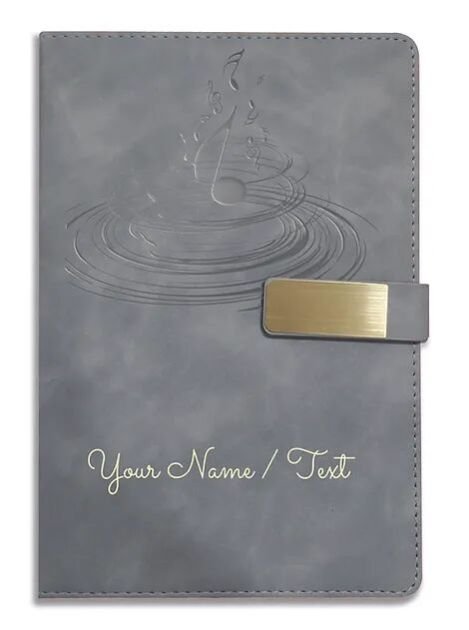 Personalized Hardbound VLVT FINISH NoteBook/Diary with MAGNETIC Lock-NB Grey 012