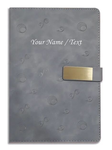 Personalized Hardbound VLVT FINISH NoteBook/Diary with MAGNETIC Lock-NB Grey 013