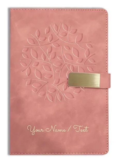 Personalized Hardbound VLVT FINISH NoteBook/Diary with MAGNETIC Lock-NB Brwn 001