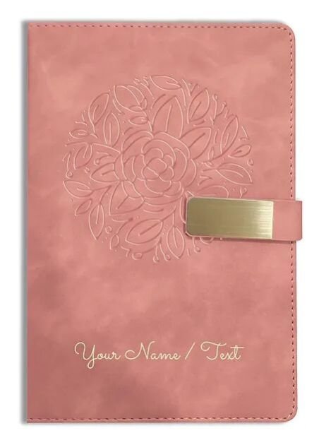 Personalized Hardbound VLVT FINISH NoteBook/Diary with MAGNETIC Lock-NB Brwn 015