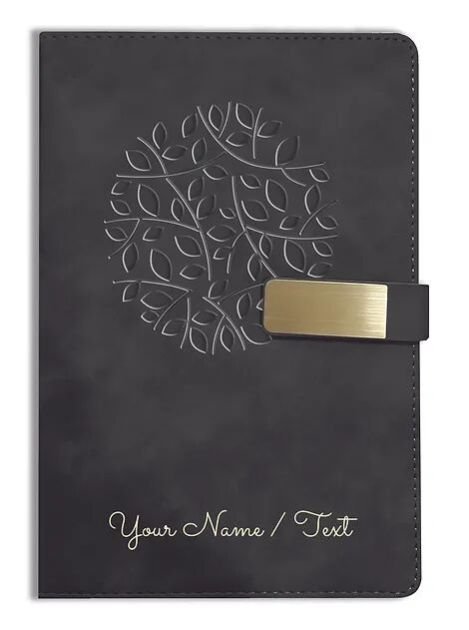 Personalized Hardbound VLVT FINISH NoteBook/Diary with MAGNETIC Lock-NB Blck 001