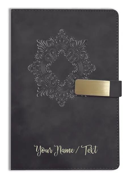 Personalized Hardbound VLVT FINISH NoteBook/Diary with MAGNETIC Lock-NB Blck 002