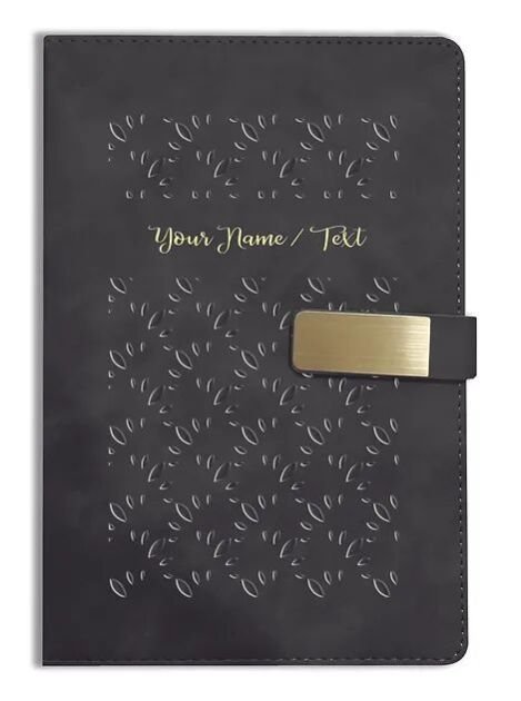 Personalized Hardbound VLVT FINISH NoteBook/Diary with MAGNETIC Lock-NB Blck 003