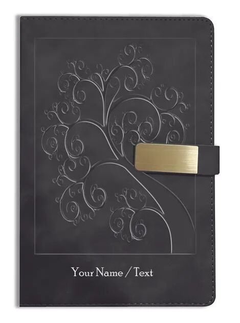Personalized Hardbound VLVT FINISH NoteBook/Diary with MAGNETIC Lock-NB Blck 004