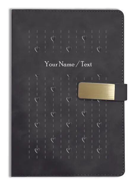 Personalized Hardbound VLVT FINISH NoteBook/Diary with MAGNETIC Lock-NB Blck 005