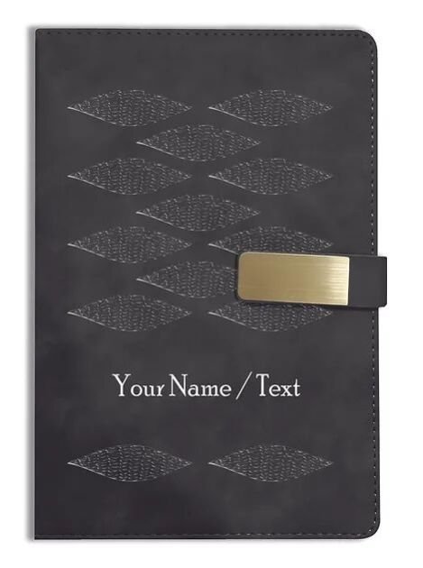 Personalized Hardbound VLVT FINISH NoteBook/Diary with MAGNETIC Lock-NB Blck 006