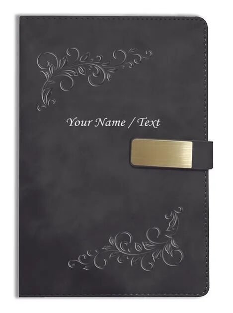 Personalized Hardbound VLVT FINISH NoteBook/Diary with MAGNETIC Lock-NB Blck 008