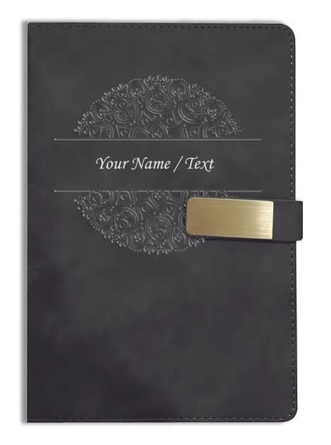 Personalized Hardbound VLVT FINISH NoteBook/Diary with MAGNETIC Lock-NB Blck 010