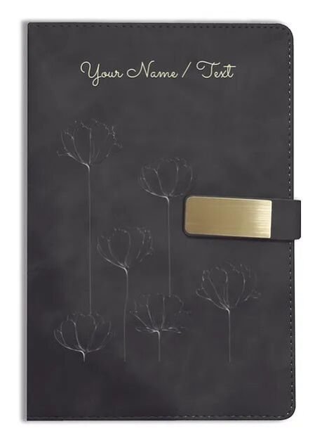 Personalized Hardbound VLVT FINISH NoteBook/Diary with MAGNETIC Lock-NB Blck 011
