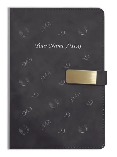 Personalized Hardbound VLVT FINISH NoteBook/Diary with MAGNETIC Lock-NB Blck 013