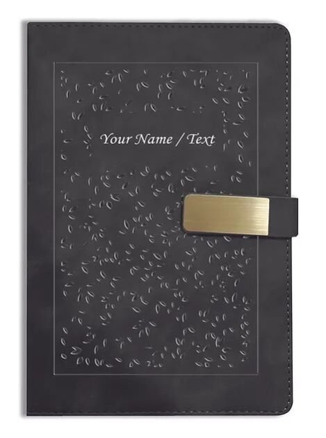 Personalized Hardbound VLVT FINISH NoteBook/Diary with MAGNETIC Lock-NB Blck 014
