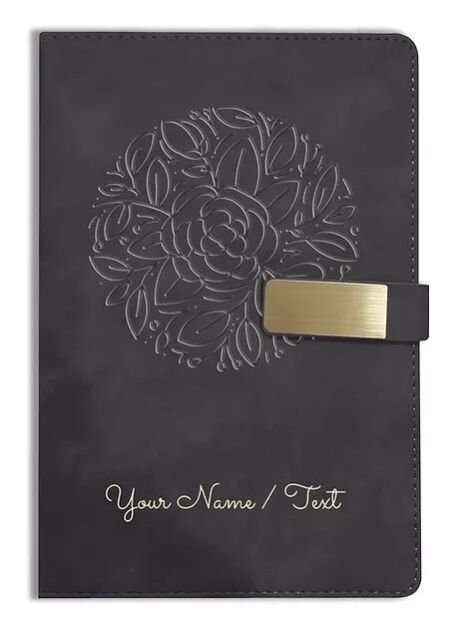 Personalized Hardbound VLVT FINISH NoteBook/Diary with MAGNETIC Lock-NB Blck 015