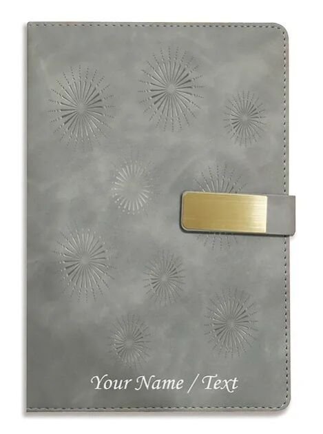 Personalized HardbPersonalized Hardbound VLVT FINISH NoteBook/Diary with MAGNETIC Lock-NB Grey 009ou
