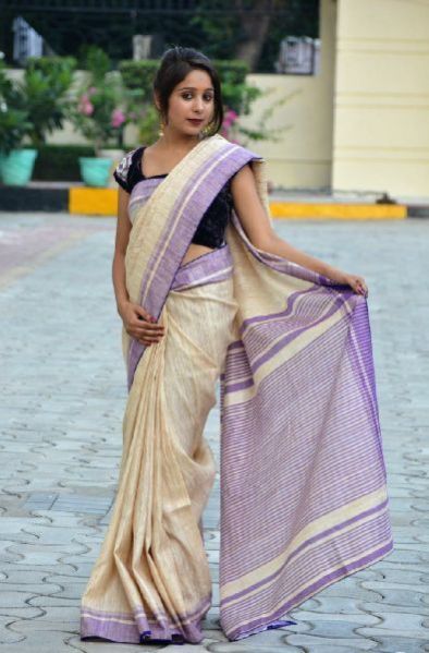 Tussar Ghicha Border Sarees with Silk Mark 11