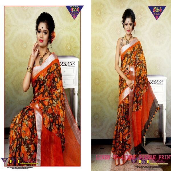 Linen By Linen Screen Print Sarees 02