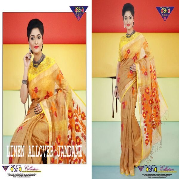 Silk Linen Jamdani Sarees 01