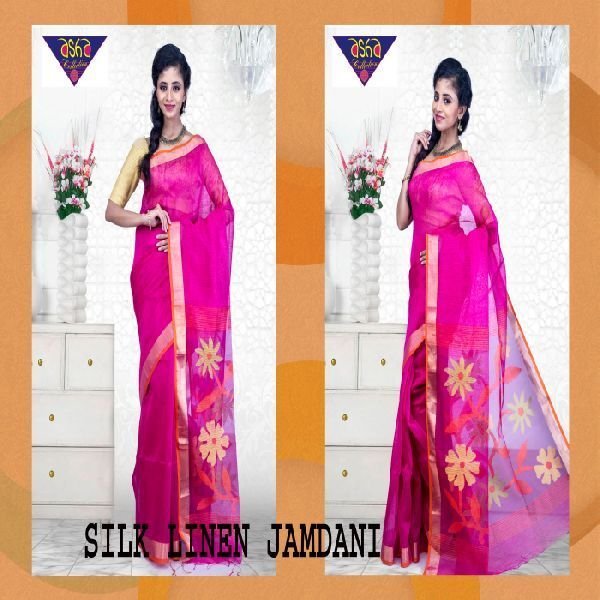 silk linen jamdani sarees 07
