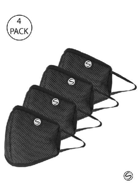 Pack of 4 black reusable 4-layer outdoor mask