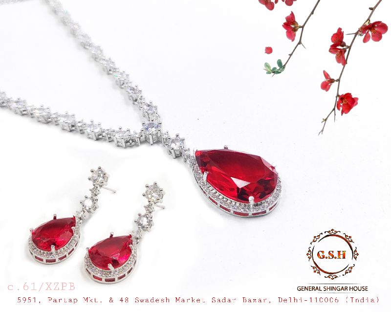American Diamond Pendant Set